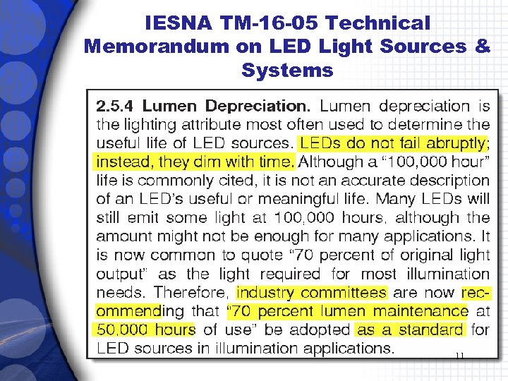 IESNA TM-16 -05 Technical Memorandum on LED Light Sources & Systems 11 