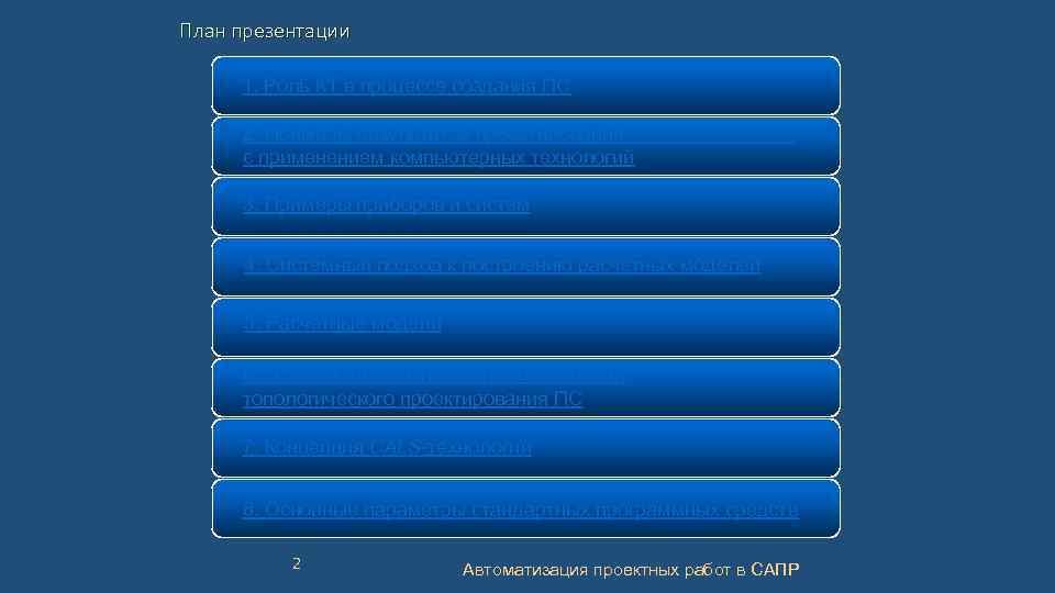 План презентации 1. Роль КТ в процессе создания ПС 2. Примеры результатов проектирования с