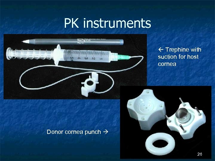 PK instruments Trephine with suction for host cornea Donor cornea punch 26 
