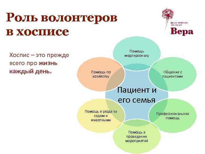 Роль волонтеров в хосписе Хоспис – это прежде всего про жизнь каждый день. Помощь