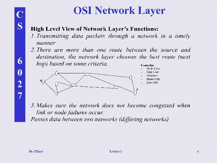 OSI Network Layer C S 6 0 2 7 Dr. Clincy Lecture 2 4