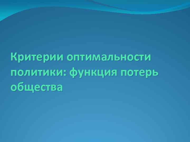 Критерии оптимальности политики: функция потерь общества 