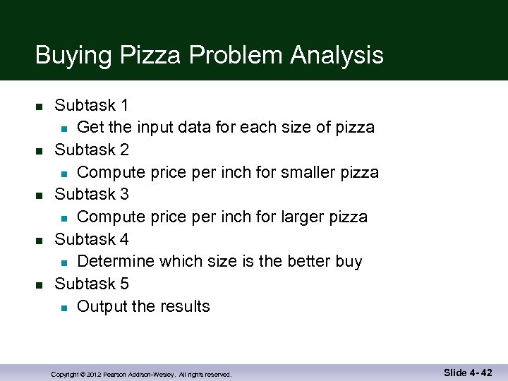 Buying Pizza Problem Analysis n n n Subtask 1 n Get the input data