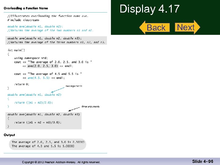 Display 4. 17 Back Copyright © 2012 Pearson Addison-Wesley. All rights reserved. Next Slide