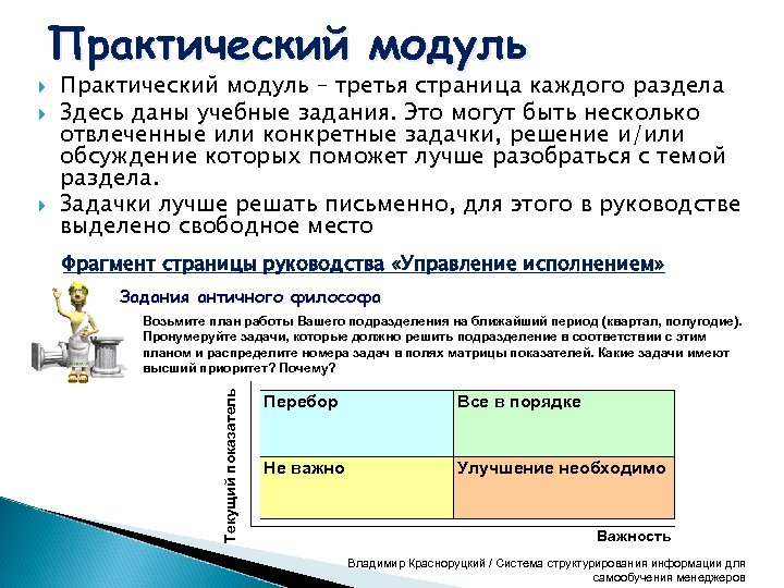 Практический модуль – третья страница каждого раздела Здесь даны учебные задания. Это могут быть