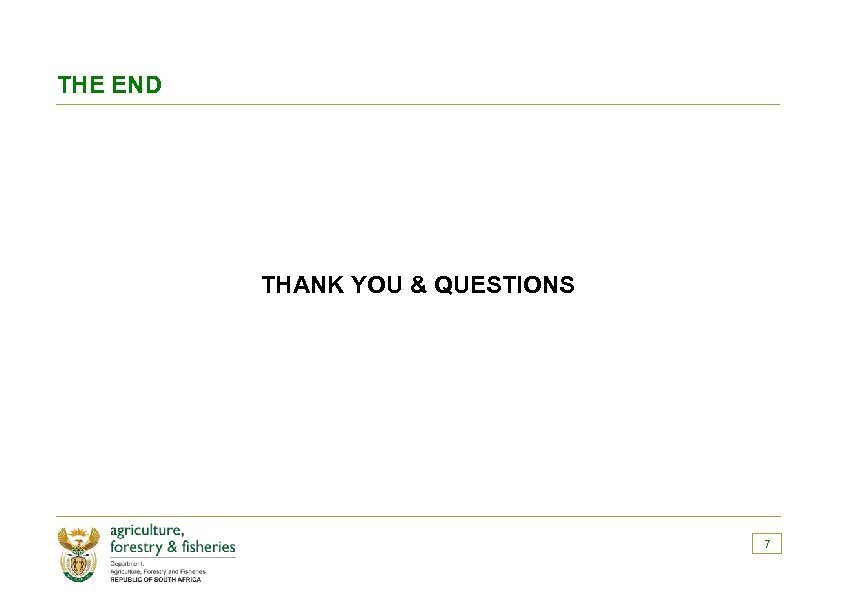 THE END THANK YOU & QUESTIONS 7 