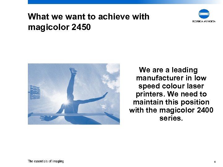 What we want to achieve with magicolor 2450 We are a leading manufacturer in