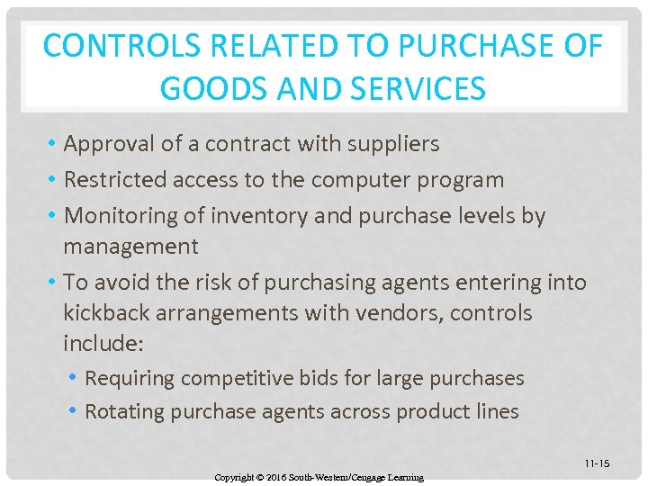 CONTROLS RELATED TO PURCHASE OF GOODS AND SERVICES • Approval of a contract with