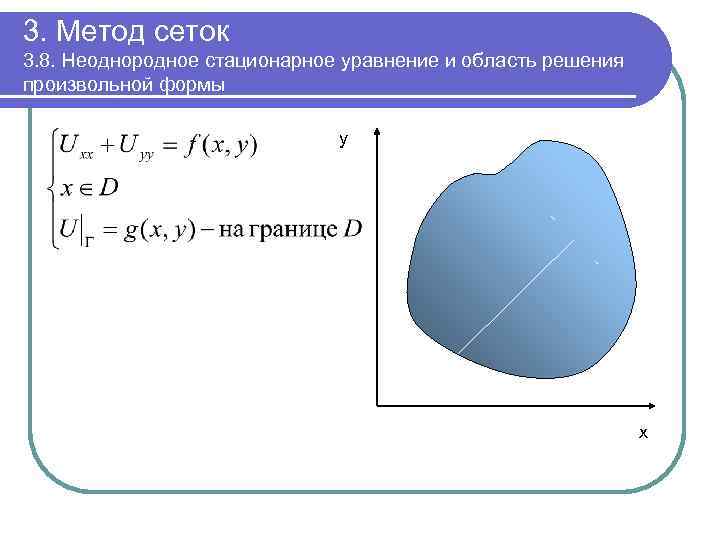 3. Метод сеток 3. 8. Неоднородное стационарное уравнение и область решения произвольной формы y