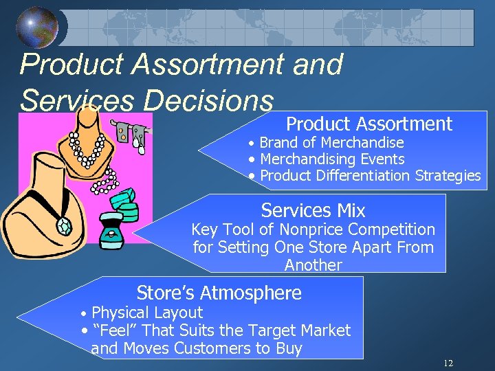 Product Assortment and Services Decisions Product Assortment • Brand of Merchandise • Merchandising Events