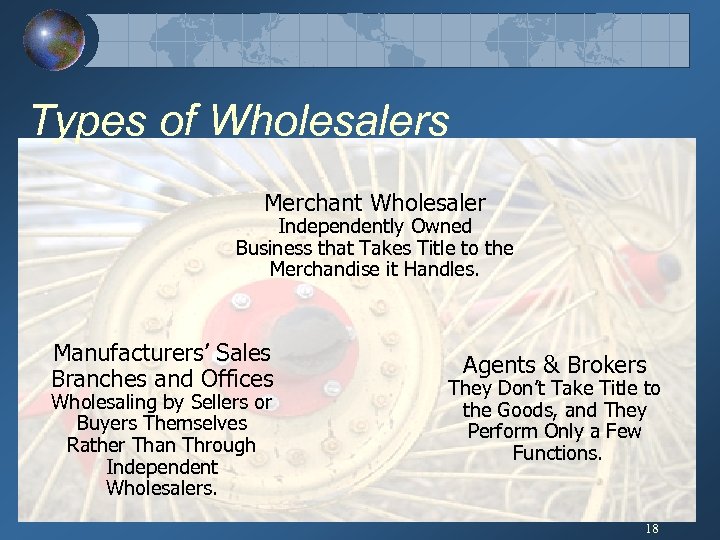 Types of Wholesalers Merchant Wholesaler Independently Owned Business that Takes Title to the Merchandise