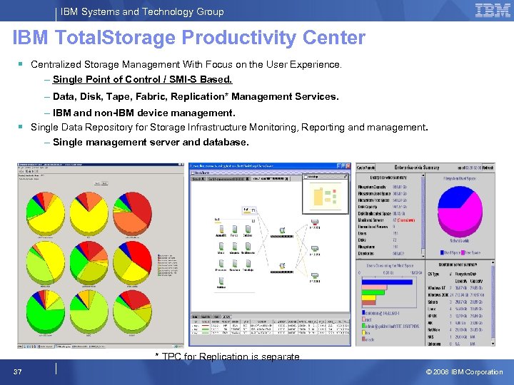 IBM Systems and Technology Group IBM Total. Storage Productivity Center § Centralized Storage Management