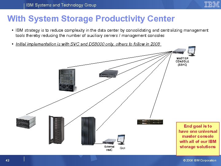 IBM Systems and Technology Group With System Storage Productivity Center • IBM strategy is