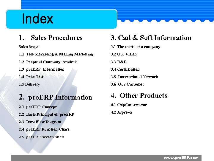 Index 1. Sales Procedures 3. Cad & Soft Information Sales Steps 3. 1 The
