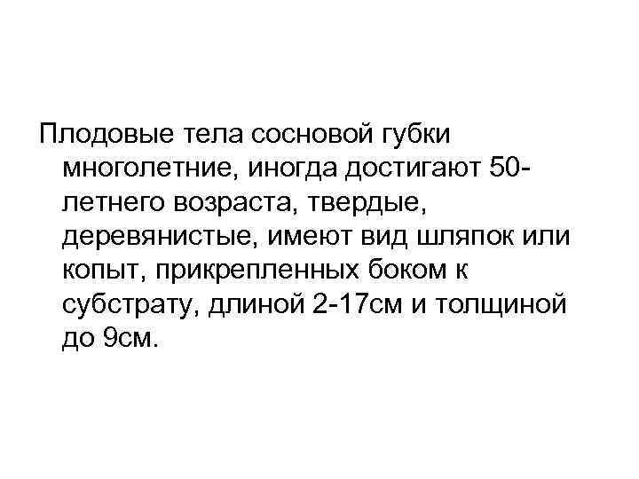Плодовые тела сосновой губки многолетние, иногда достигают 50 летнего возраста, твердые, деревянистые, имеют вид