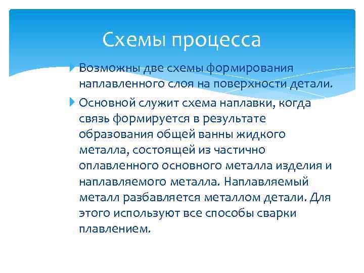 Схемы процесса Возможны две схемы формирования наплавленного слоя на поверхности детали. Основной служит схема