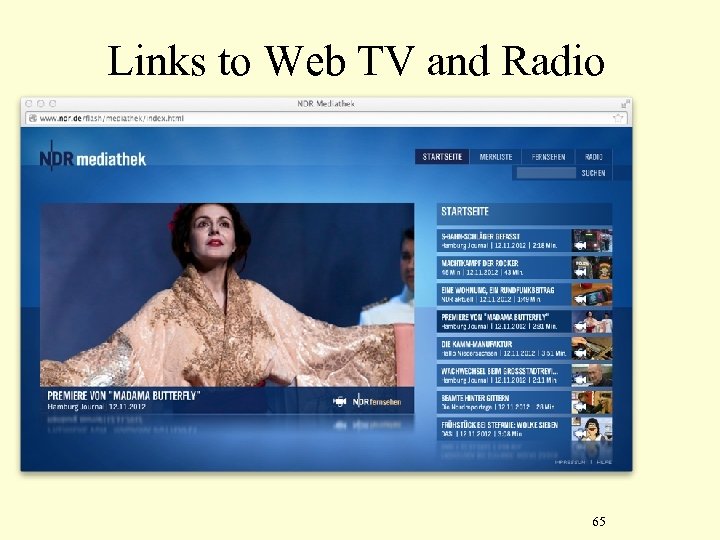 Links to Web TV and Radio 65 