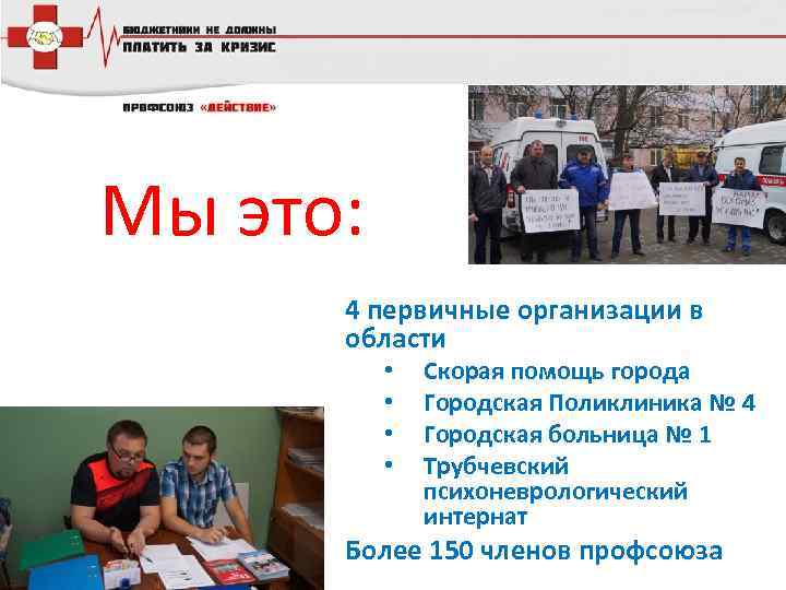 Мы это: 4 первичные организации в области • • Скорая помощь города Городская Поликлиника