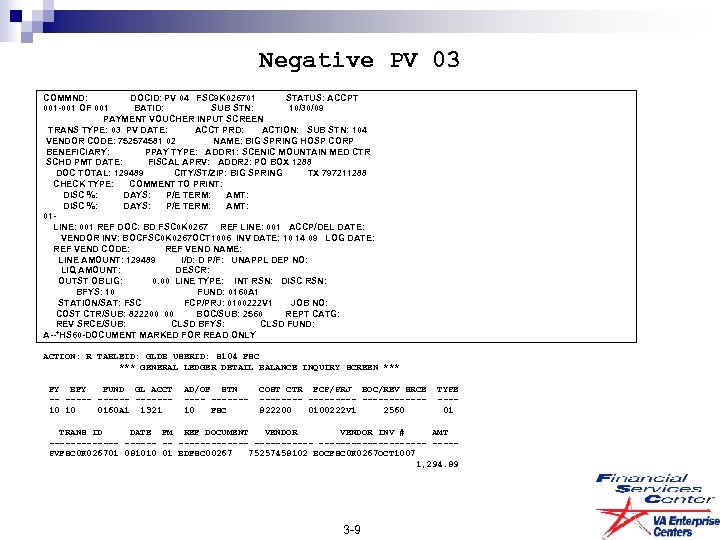 Negative PV 03 COMMND: DOCID: PV 04 FSC 9 K 026701 STATUS: ACCPT 001