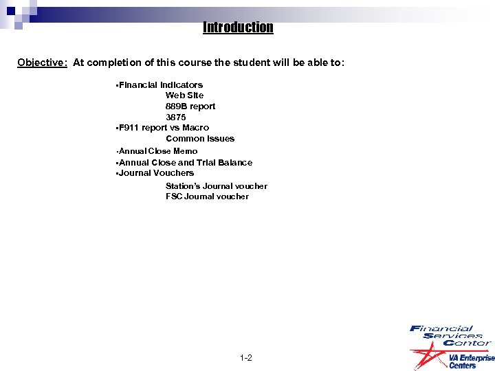 Introduction Objective: At completion of this course the student will be able to: •