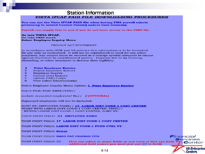 Station Information 4 -14 