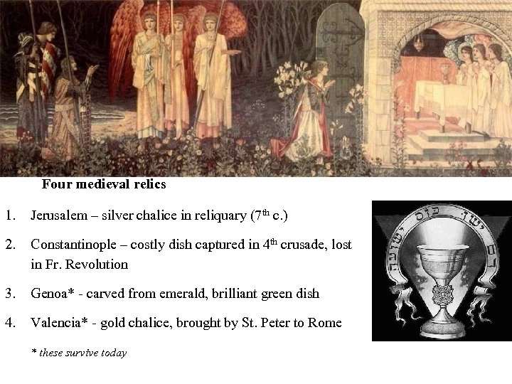 Four medieval relics 1. Jerusalem – silver chalice in reliquary (7 th c. )