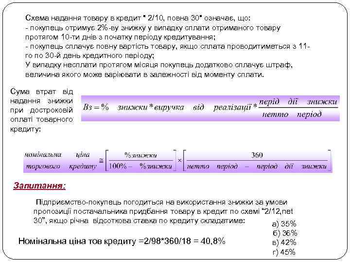 Схема надання товару в кредит 