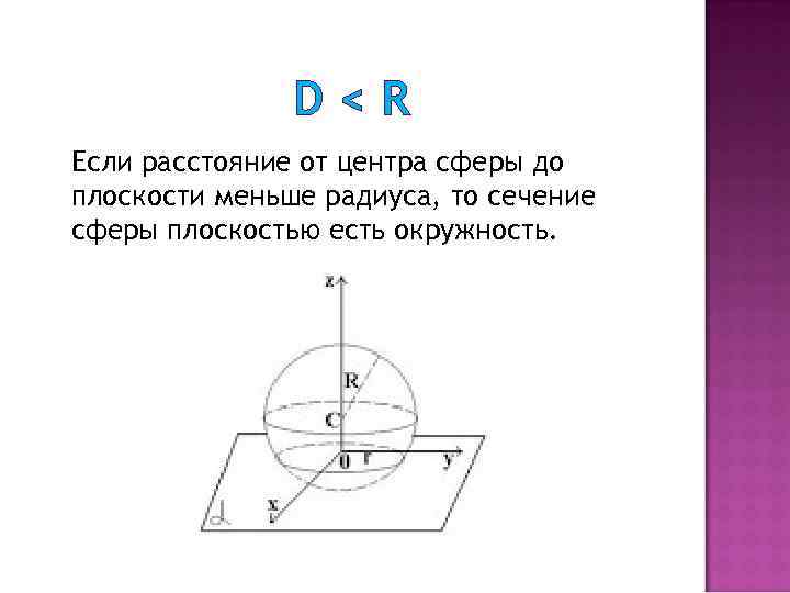 Радиус сферы расстояние. Расстояние от центра сферы до плоскости меньше радиуса. Расстояние от центра сферы до плоскости. Если расстояние от центра сферы до плоскости меньше радиуса сферы. Расстояние от центра сферы до плоскости сечения.