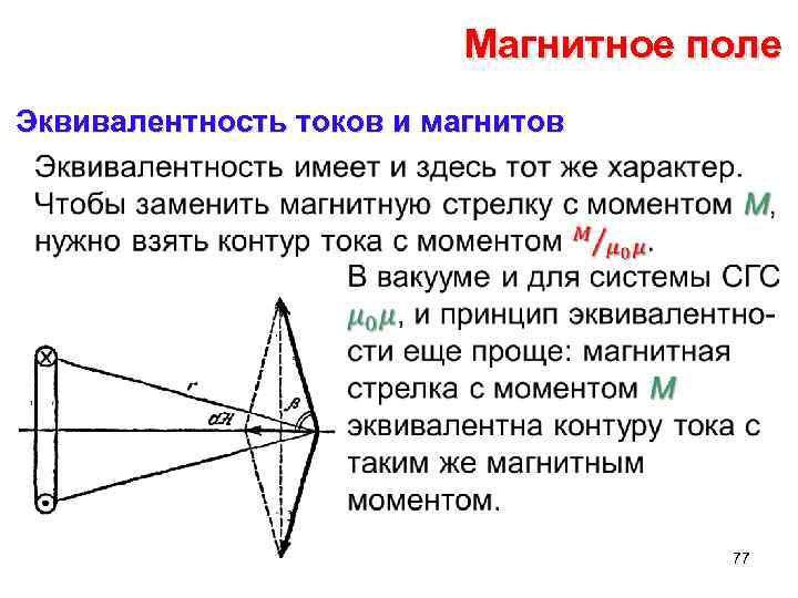 Магнитное поле Эквивалентность токов и магнитов • 77 