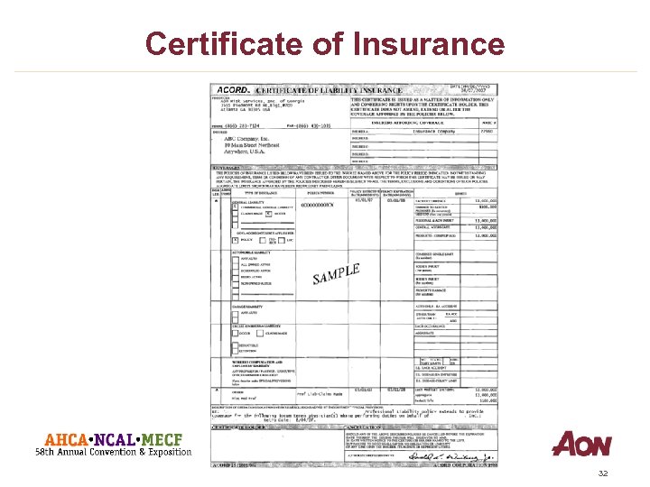 Certificate of Insurance 32 