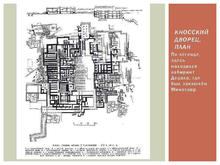 КНОССКИЙ ДВОРЕЦ, ПЛАН По легенде, здесь находился лабиринт Дедала, где был заключён Минотавр. 