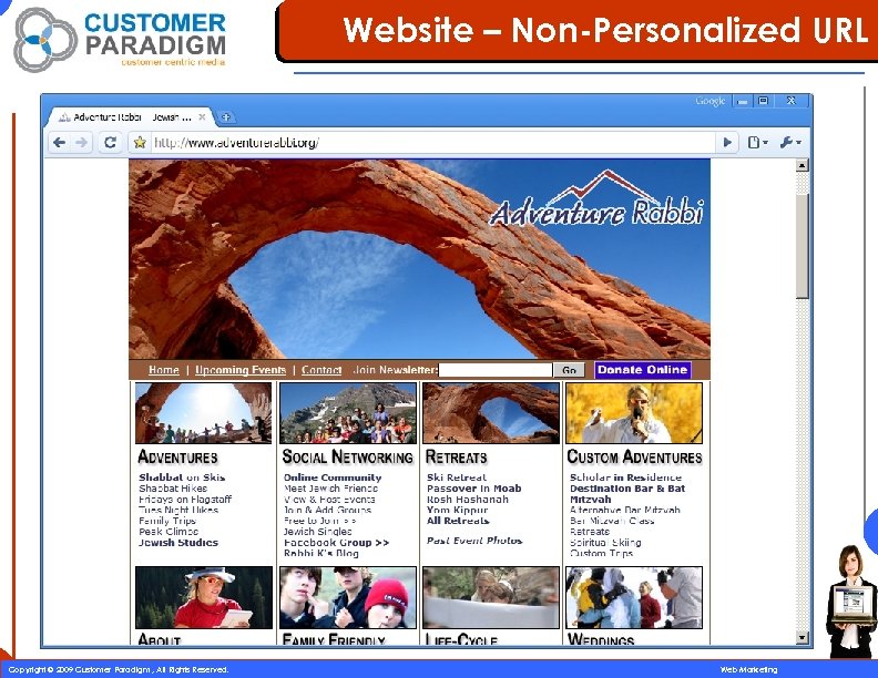 Website – Non-Personalized URL 26 Copyright © 2009 Customer Paradigm , All Rights Reserved.