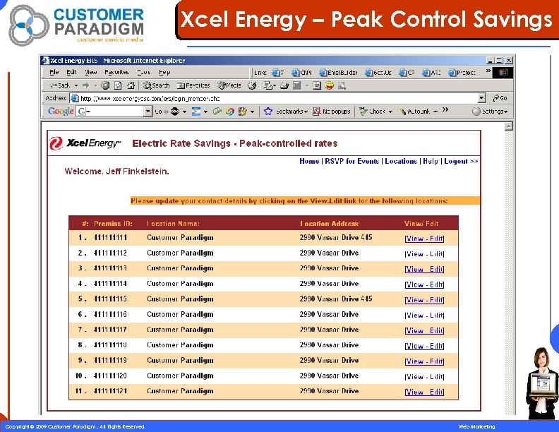 Xcel Energy – Peak Control Savings 36 Copyright © 2009 Customer Paradigm , All