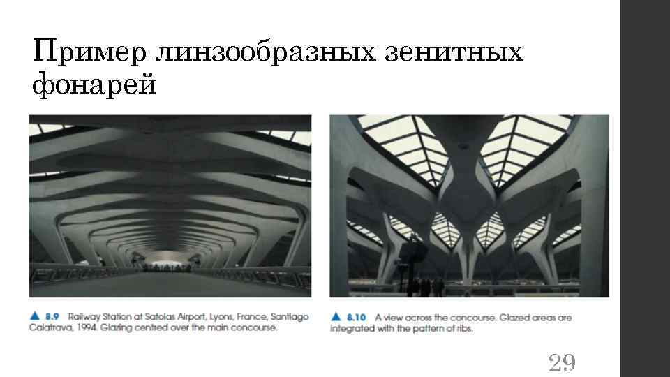 Пример линзообразных зенитных фонарей 29 