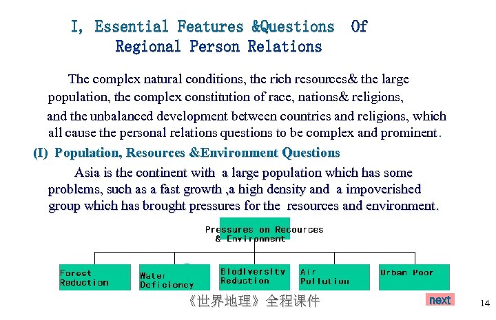 I, Essential Features &Questions Of Regional Person Relations The complex natural conditions, the rich