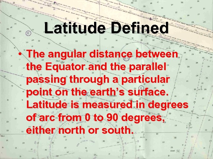 Latitude Defined • The angular distance between the Equator and the parallel passing through