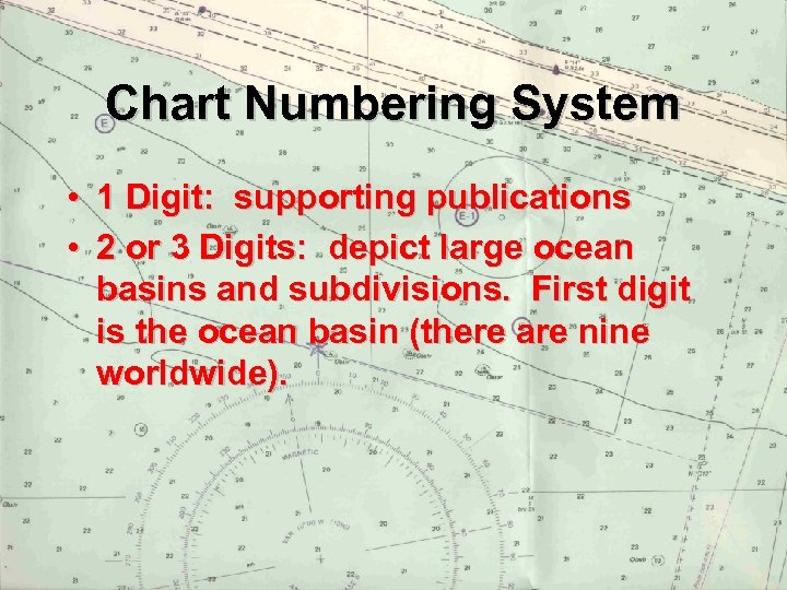 Chart Numbering System • 1 Digit: supporting publications • 2 or 3 Digits: depict