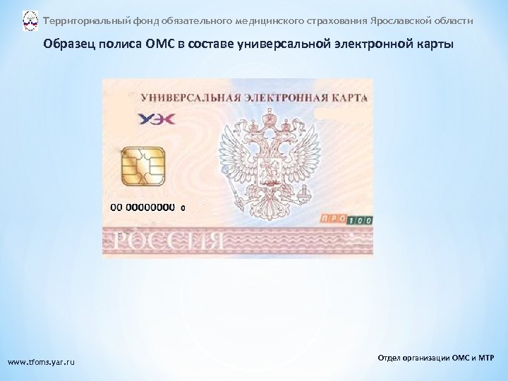 Территориальный фонд обязательного медицинского страхования Ярославской области Образец полиса ОМС в составе универсальной электронной