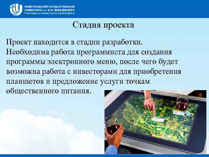 Стадия проекта Проект находится в стадии разработки. Необходима работа программиста для создания программы электронного