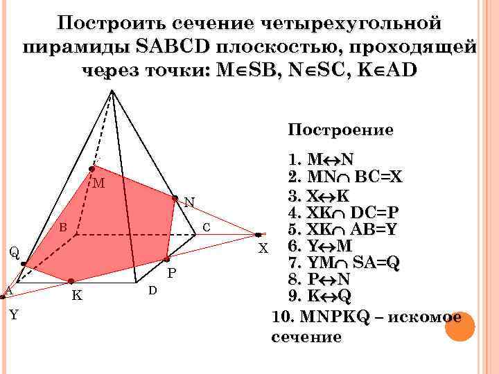 Четырехугольная пирамида построение