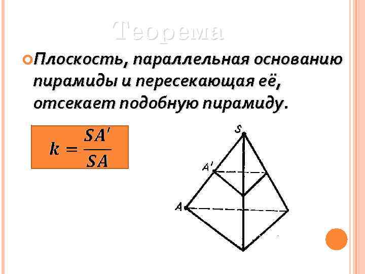 Плоскость отсекает от пирамиды