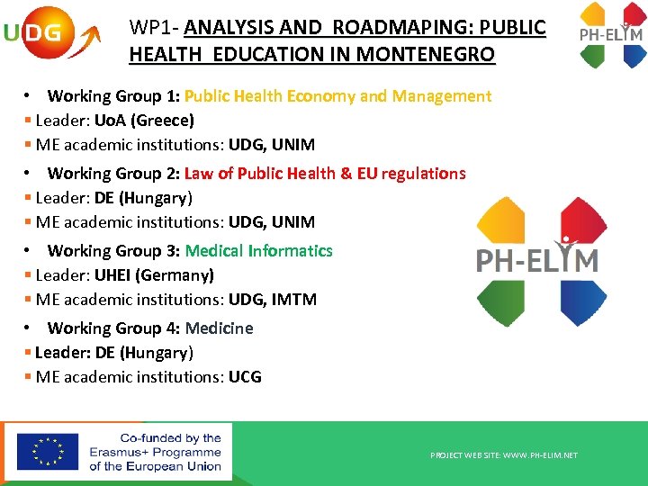 WP 1 - ANALYSIS AND ROADMAPING: PUBLIC HEALTH EDUCATION IN MONTENEGRO • Working Group