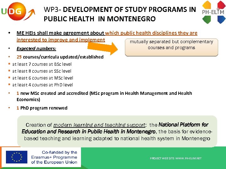 WP 3 - DEVELOPMENT OF STUDY PROGRAMS IN PUBLIC HEALTH IN MONTENEGRO • ME