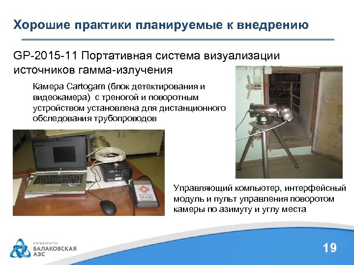Хорошие практики планируемые к внедрению GP-2015 -11 Портативная система визуализации источников гамма-излучения Камера Cartogam