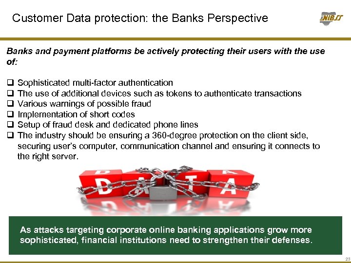 Customer Data protection: the Banks Perspective Banks and payment platforms be actively protecting their