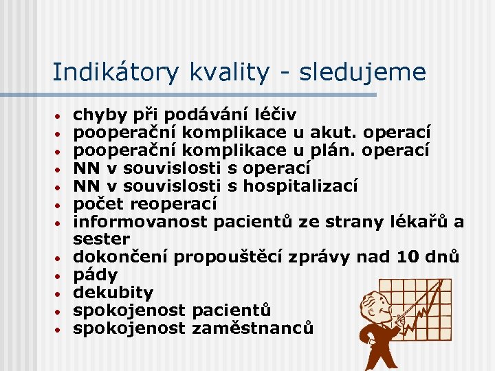 Indikátory kvality - sledujeme · · · chyby při podávání léčiv pooperační komplikace u
