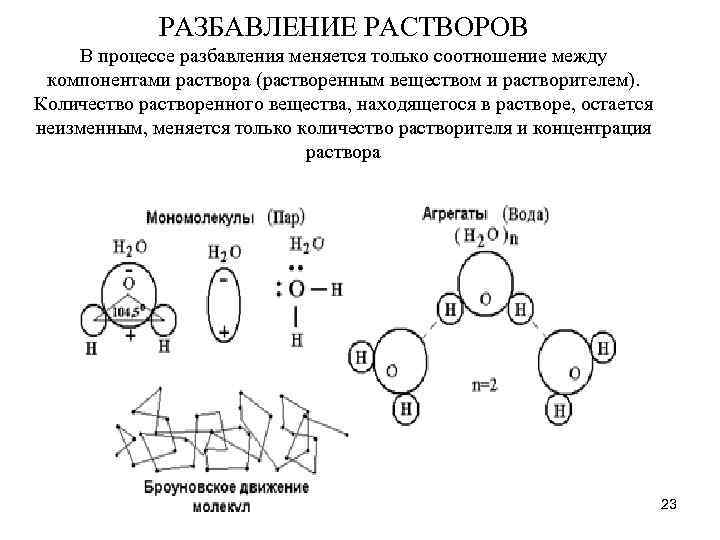 РАЗБАВЛЕНИЕ РАСТВОРОВ В процессе разбавления меняется только соотношение между компонентами раствора (растворенным веществом и