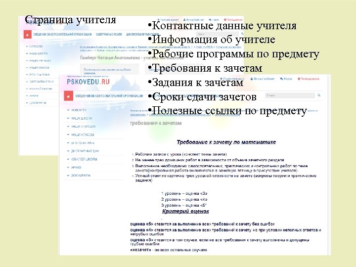 Страница учителя • Контактные данные учителя • Информация об учителе • Рабочие программы по