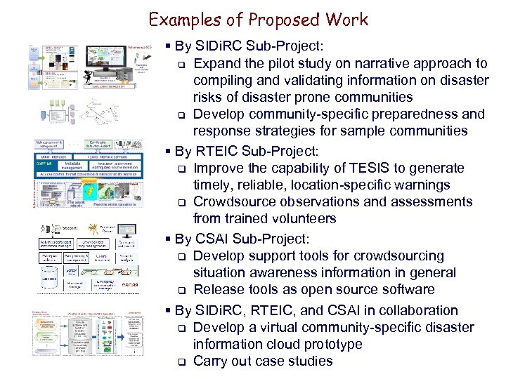 Examples of Proposed Work § By SIDi. RC Sub-Project: q Expand the pilot study