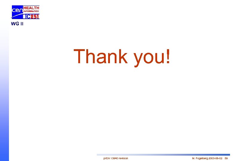 WG II Thank you! pr. EN 13940 revision M. Fogelberg 2003 -06 -02 59